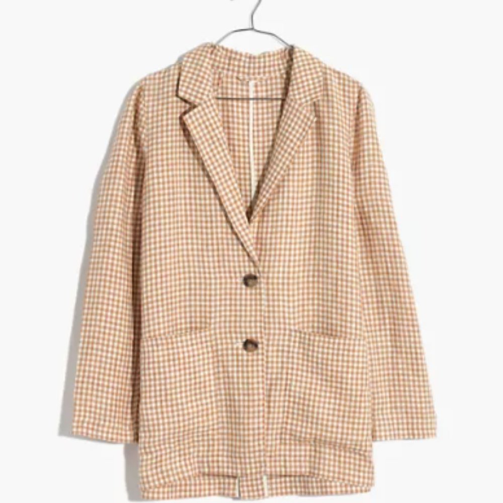 Madewell Linen Dorset Blazer in Gingham Check